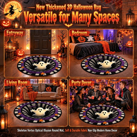 3D Halloween Rugs, Halloween 3D Rugs Optical Illusion, Soft and Durable Crystal Velvet Fabric, Halloween Indoor Decor(D-24 * 24inches)