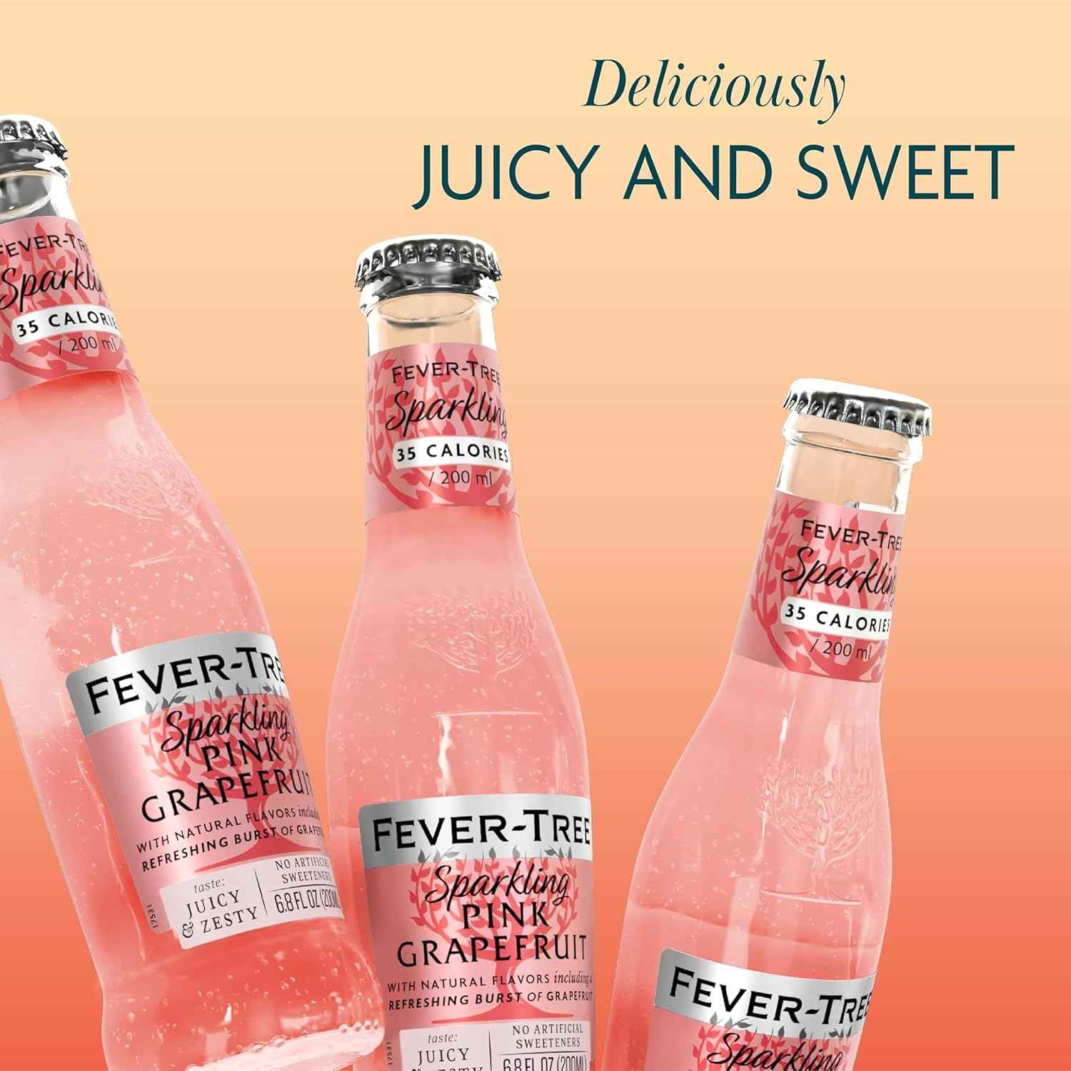 Fever-Tree Sparkling Pink Grapefruit – Premium Soda Mixer for Cocktails and Mocktails, 6.8 fl oz Bottles, Pack of 24 – Naturally Sourced, Non-GMO