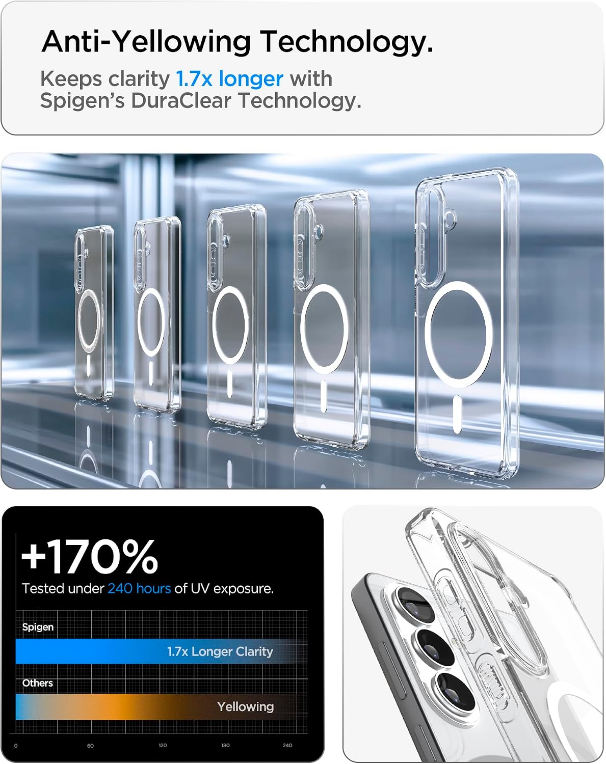 Spigen for Galaxy S26 Plus Case, Ultra Hybrid MagFit [Anti-Yellowing] [Compatible with MagSafe] [Fast Wireless Charging] - Clear White