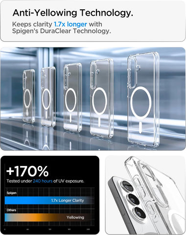 Spigen for Galaxy S26 Plus Case, Ultra Hybrid MagFit [Anti-Yellowing] [Compatible with MagSafe] [Fast Wireless Charging] - Clear White