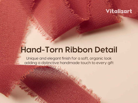 Vitalizart Terracotta & Orange Chiffon Silk Ribbon 1"x 21Yd Handmade Fringe