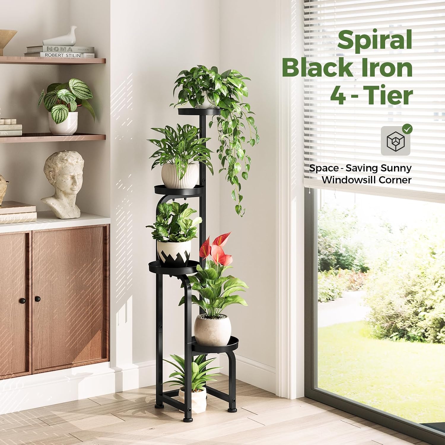 Bamworld Tall Plant Stand Indoor Outdoor Corner Metal Flower Pot Stands