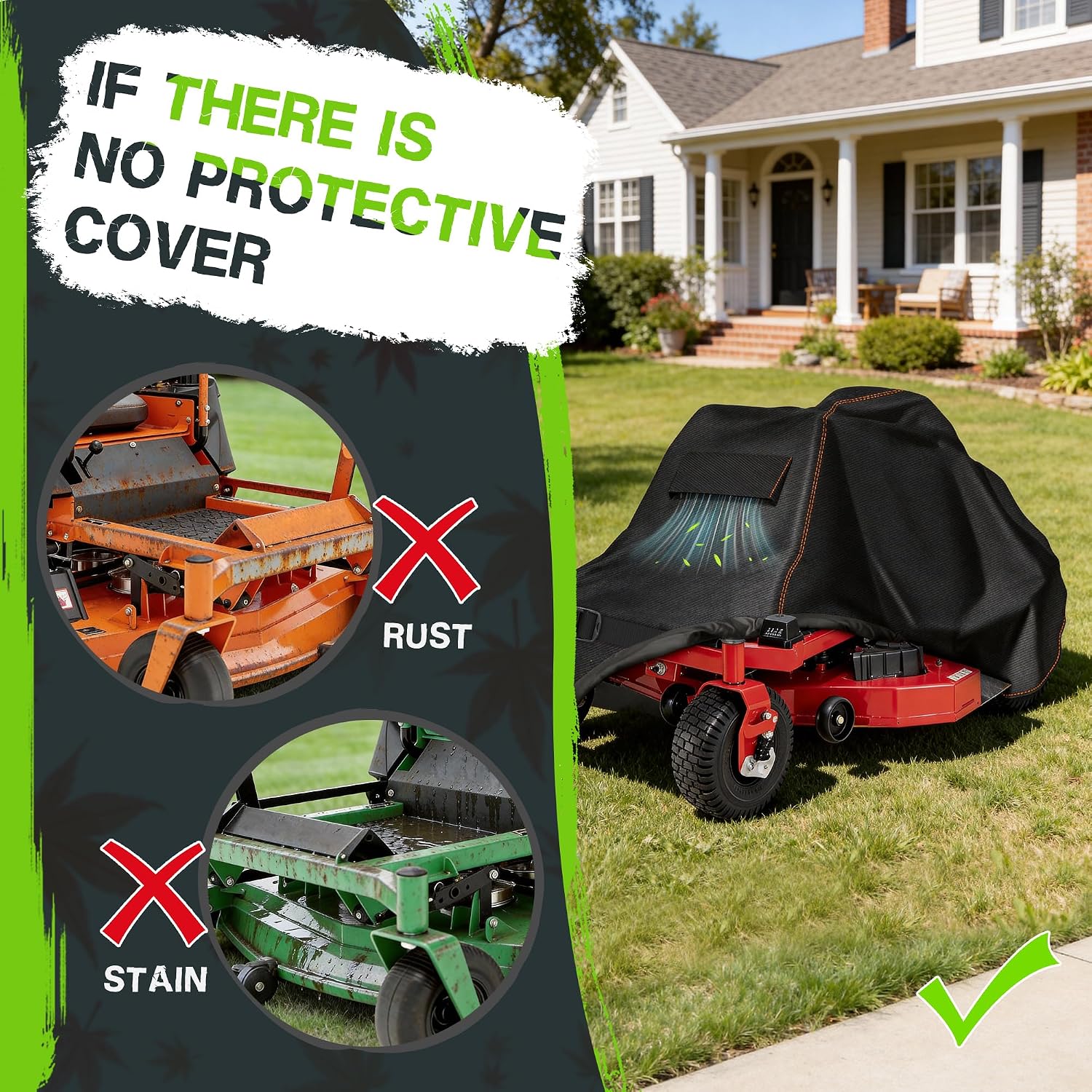 Zero Turn Mower Cover Waterproof 420D Lawn Mower Covers
