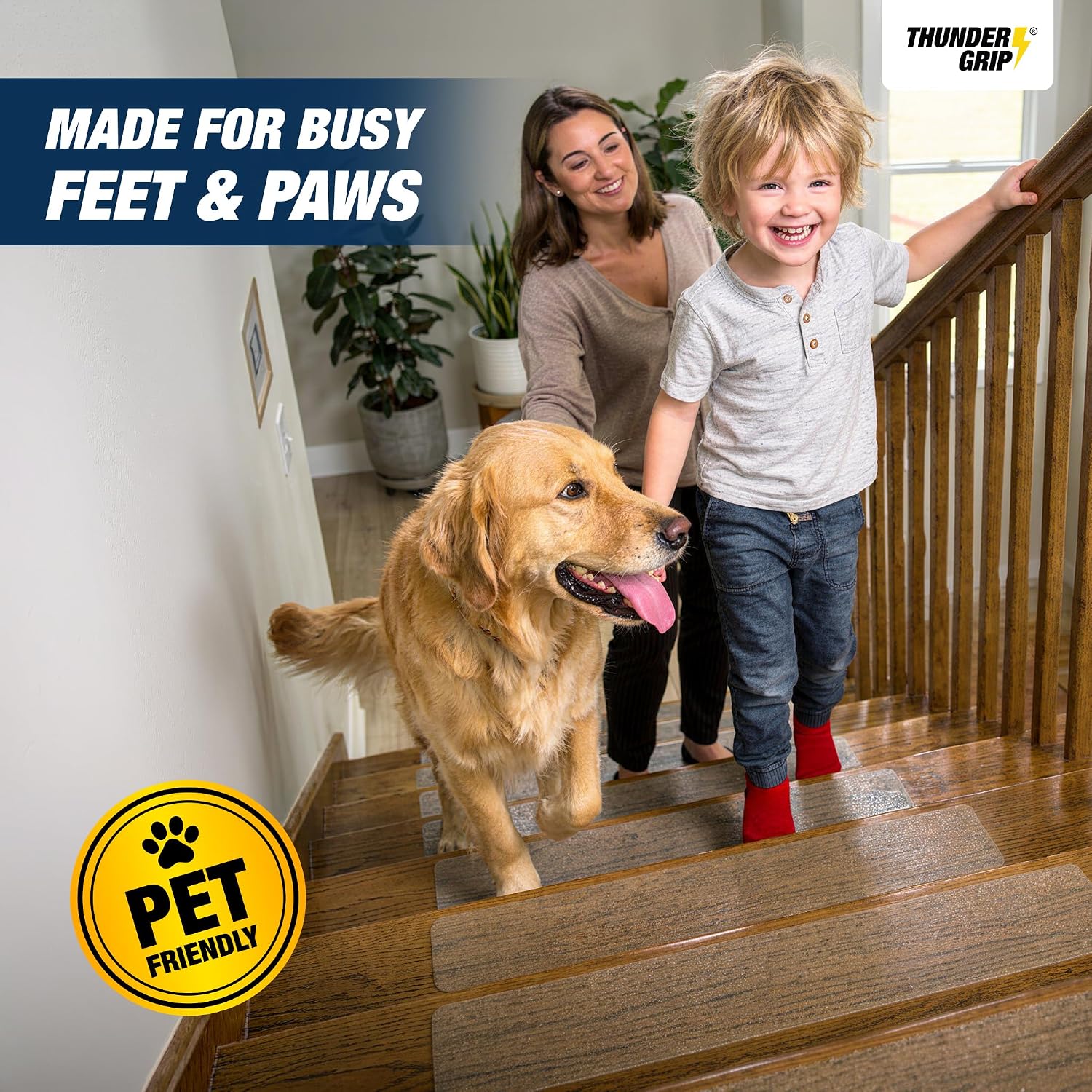 Clear Stair Treads Non-Slip Indoor 30" x 8" 15-Pack - Stair Grips for Wood