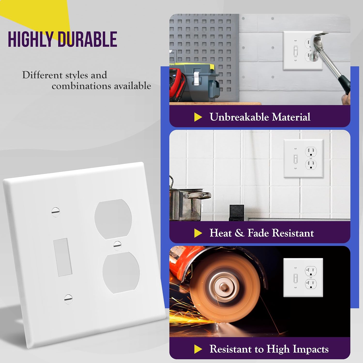 ENERLITES 2-Gang Toggle/Duplex Combination Wall Plate, White