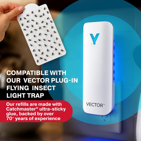 Catchmaster Vector 9 Refills 12 Pack, Plug in Fly Trap Refill Glue Boards