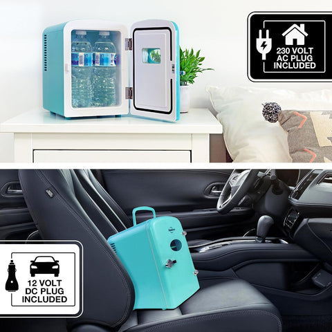 Koolatron Retro Mini Fridge 4 Liter Green Portable Refrigerator for Bedroom Office Dorm Skincare Table Top Beverage Cooler Travel Bottle Warmer Kimchi Fridge Car Outdoor Patio 6 Can Capacity