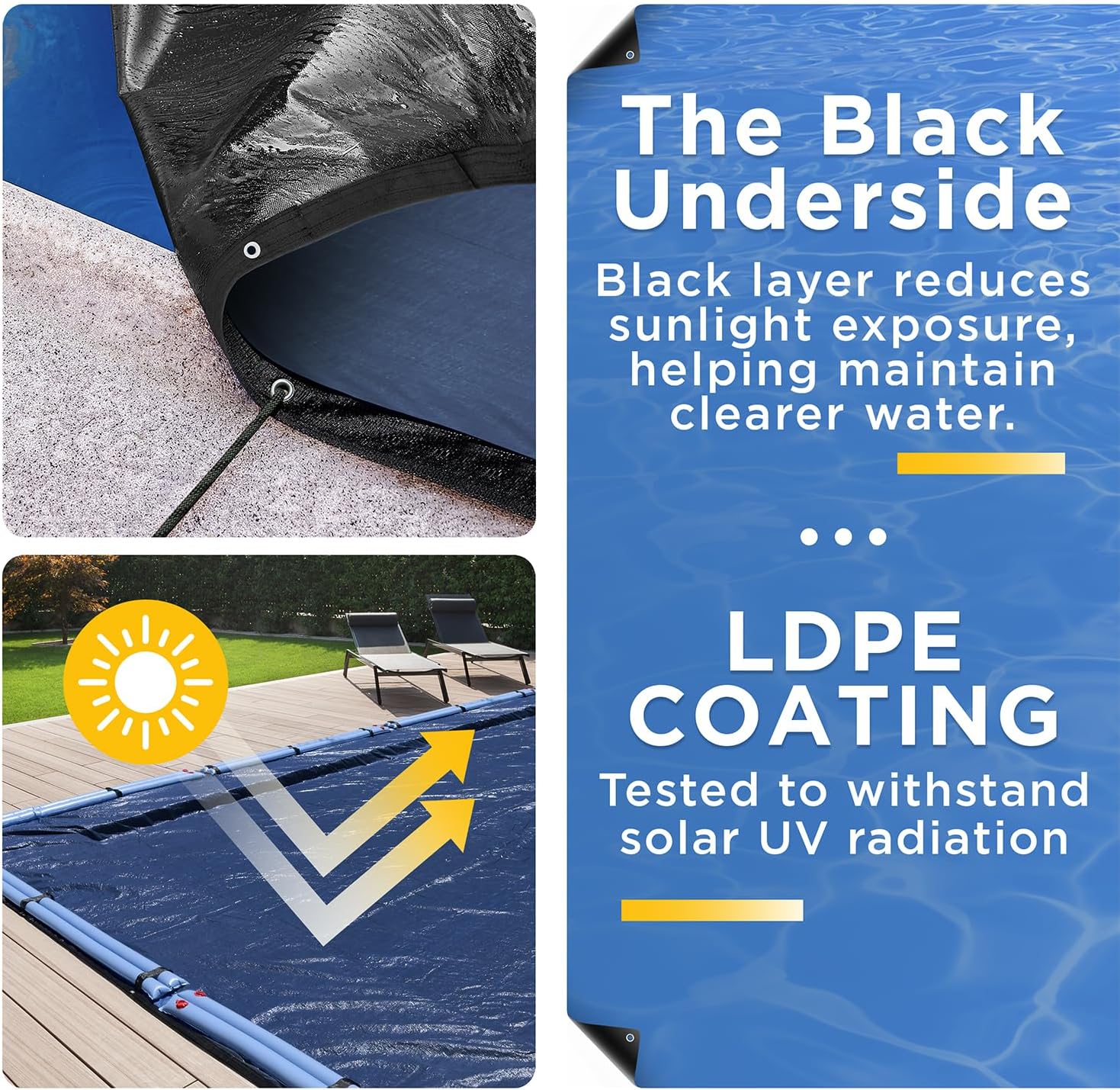 25x45 ft Rectangle Inground Pool Cover, Navy Blue