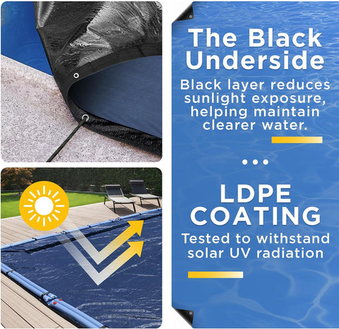 25x45 ft Rectangle Inground Pool Cover, Navy Blue