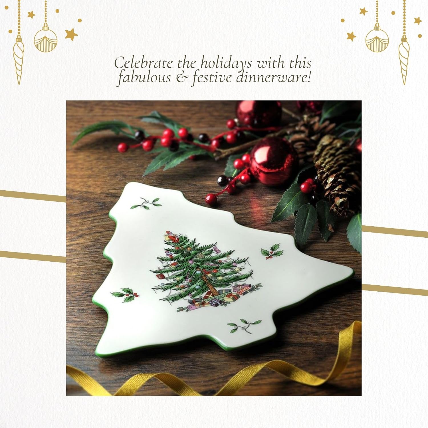 Spode Christmas Tree Tree-Shaped Trivet