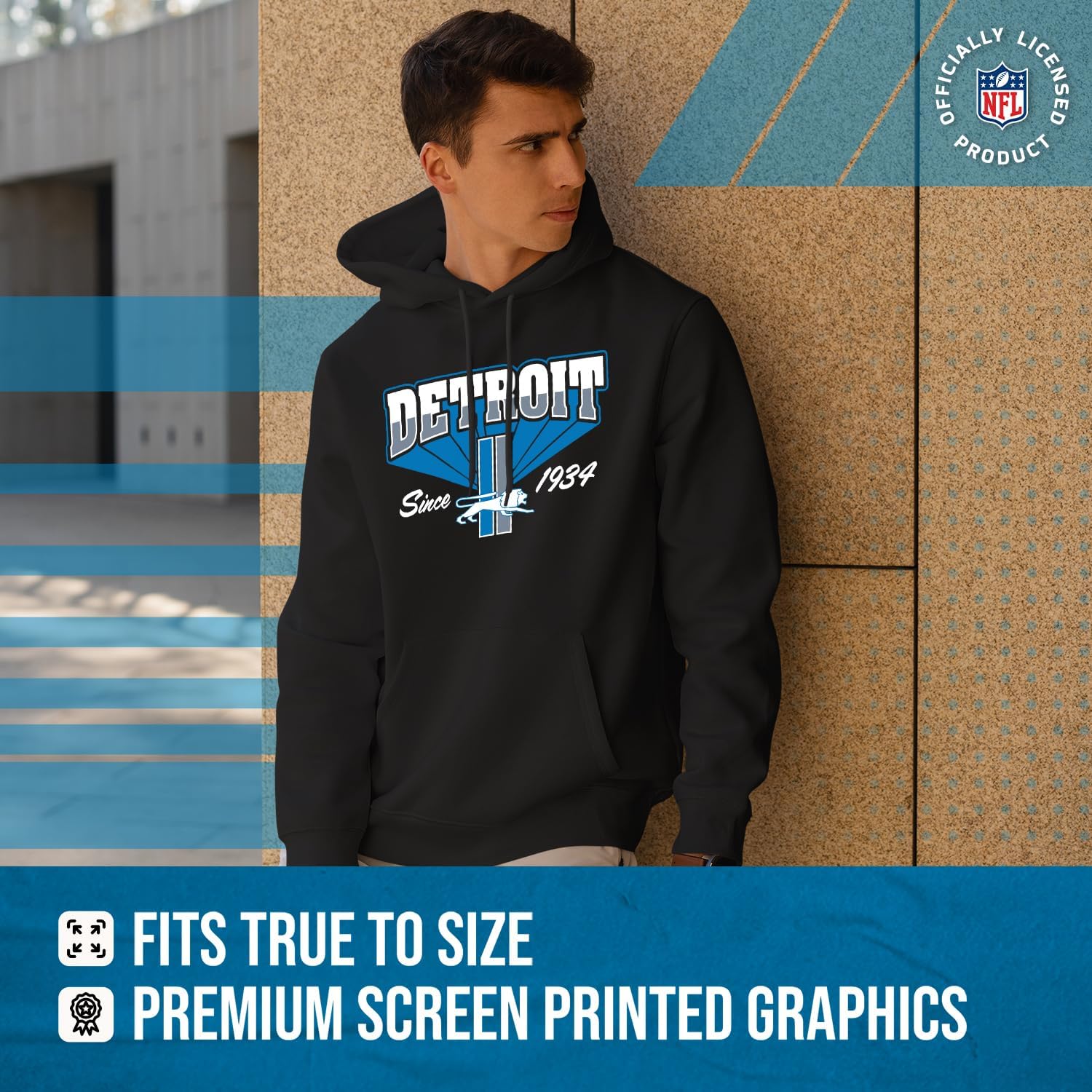 Team Fan Apparel NFL Vintage Block Fleece Hoodie, Officially Licensed