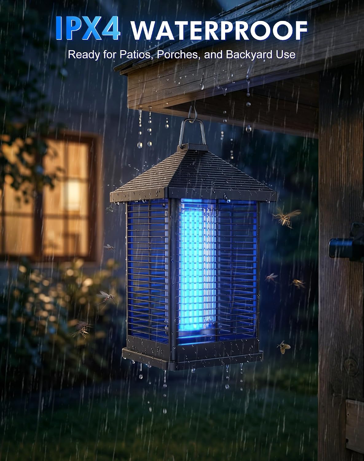 4000V Electric Bug Zapper Outdoor Indoor with Auto Smart Light Sensor – RATOGE Mosquito Zapper IPX4 Waterproof, Mosquito Killer, Insect Fly Trap Covers 2100 sq ft for Patio, Garage, Backyard, Porch