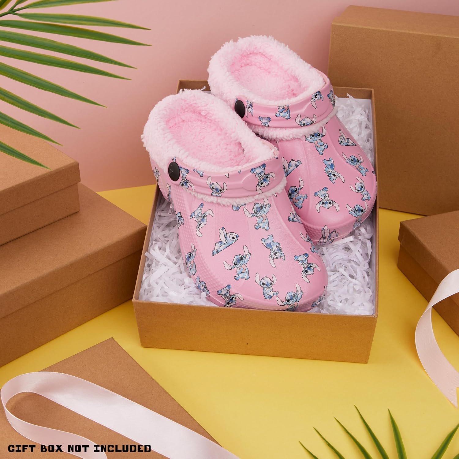 Disney Stitch Clogs for Girls with Fleece Lining, Slip On Shoes, Cozy Indoor, Outdoor Winter Clogs, Cute Gifts for Girls
