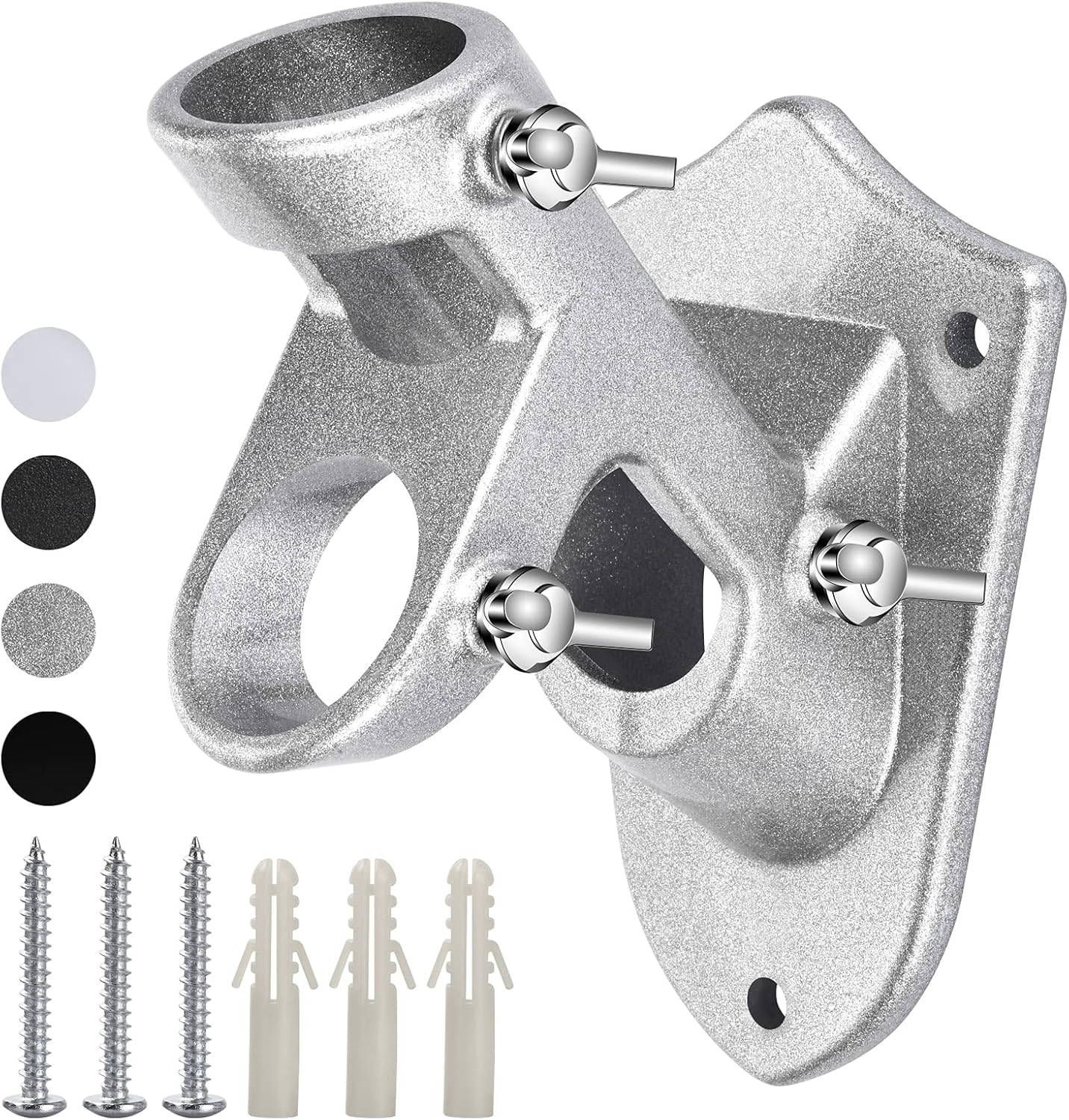 Flag Pole Holder for Outside House, Heavy Duty Flag Pole Mounting Bracket, Aluminum Metal Flagpole Mount with Stainless Hardware for Outdoor, Strong and Rust Proof, 1" Inner Diameter (Silver-1Pack)