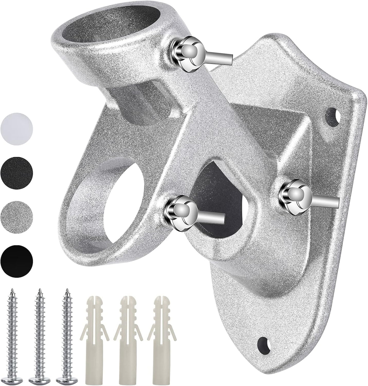Flag Pole Holder for Outside House, Heavy Duty Flag Pole Mounting Bracket, Aluminum Metal Flagpole Mount with Stainless Hardware for Outdoor, Strong and Rust Proof, 1" Inner Diameter (Silver-1Pack)