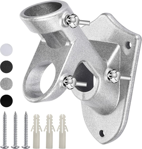 Flag Pole Holder for Outside House, Heavy Duty Flag Pole Mounting Bracket, Aluminum Metal Flagpole Mount with Stainless Hardware for Outdoor, Strong and Rust Proof, 1" Inner Diameter (Silver-1Pack)