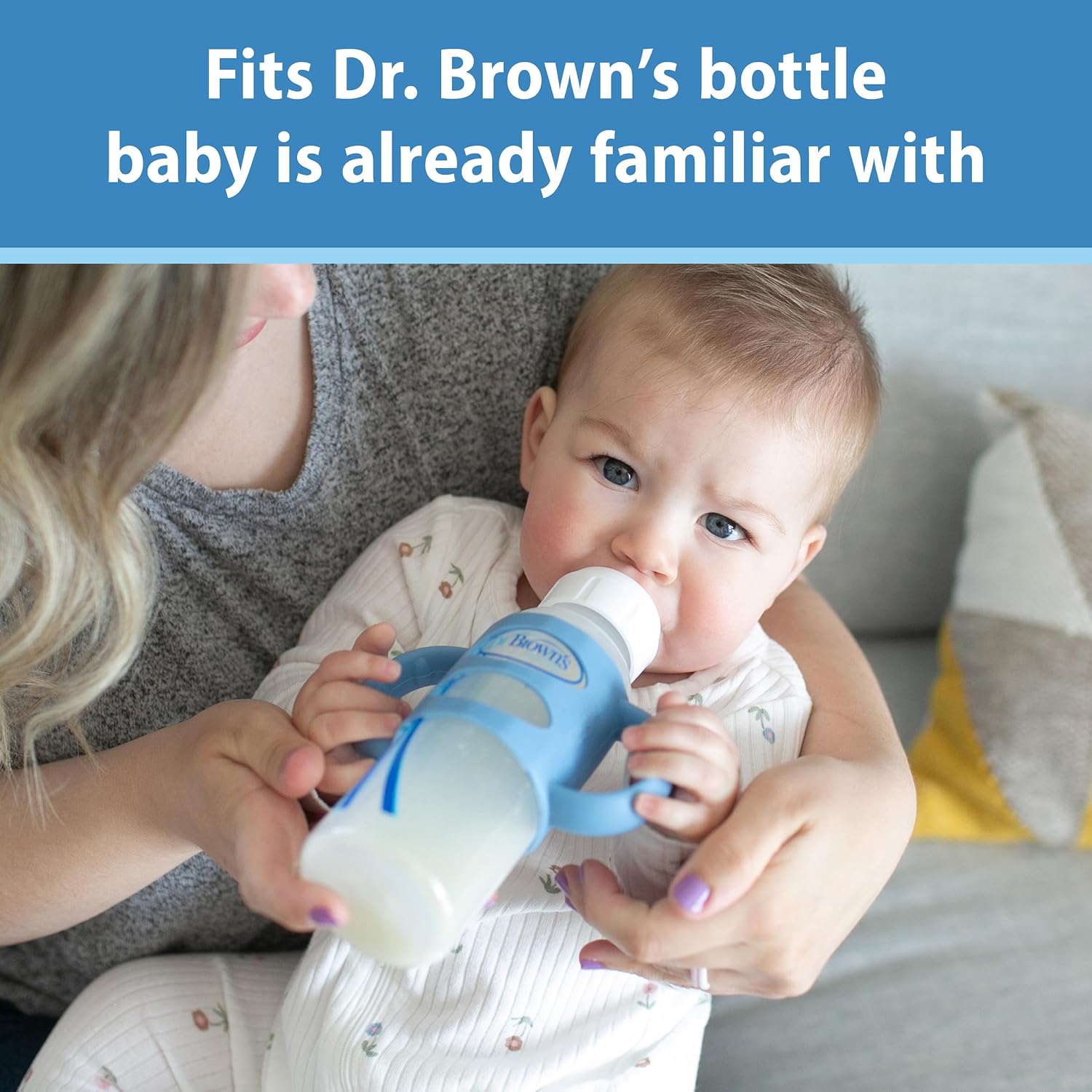 Dr. Brown's Milestones Narrow Sippy Spout Bottle with 100% Silicone Handles, Easy-Grip Handles with Soft Sippy Spout, 8oz/250mL, Black & Ecru, 6m+, 2 Count (Pack of 6)