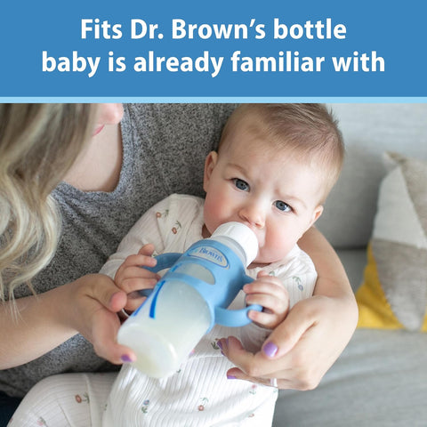 Dr. Brown's Milestones Narrow Sippy Spout Bottle with 100% Silicone Handles, Easy-Grip Handles with Soft Sippy Spout, 8oz/250mL, Black & Ecru, 6m+, 2 Count (Pack of 6)