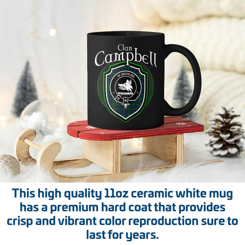 Tuantuyetvoi Campbell Clan Crest | Scottish Clan Campbell Family Badge Cups Black Coffee Mug 11oz