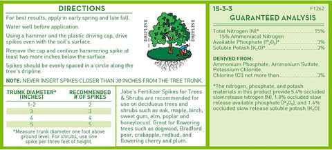Jobe’s Slow Release Tree and Shrub Fertilizer Spikes, Easy Plant Care for Oak, Maple, Dogwood, Boxwood, and Many More Acid Loving Trees and Shrubs, 9 Count