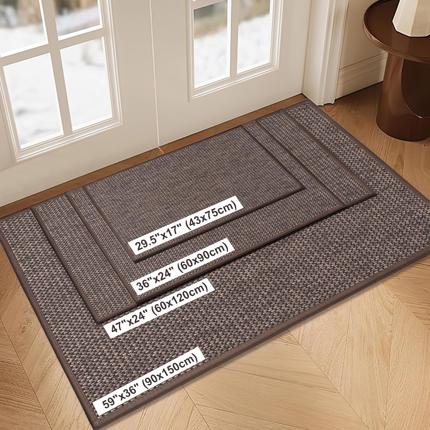 LEKEEPGO Door Mat 24"x36", Non Slip Door Mat Indoor Entrance, Rubber Backing Front Indoor Door mats Washable Absorbent Low-Profile Entryway Entry Resist Dirt Inside Door Mats, Brown