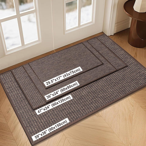 LEKEEPGO Door Mat 24"x36", Non Slip Door Mat Indoor Entrance, Rubber Backing Front Indoor Door mats Washable Absorbent Low-Profile Entryway Entry Resist Dirt Inside Door Mats, Brown