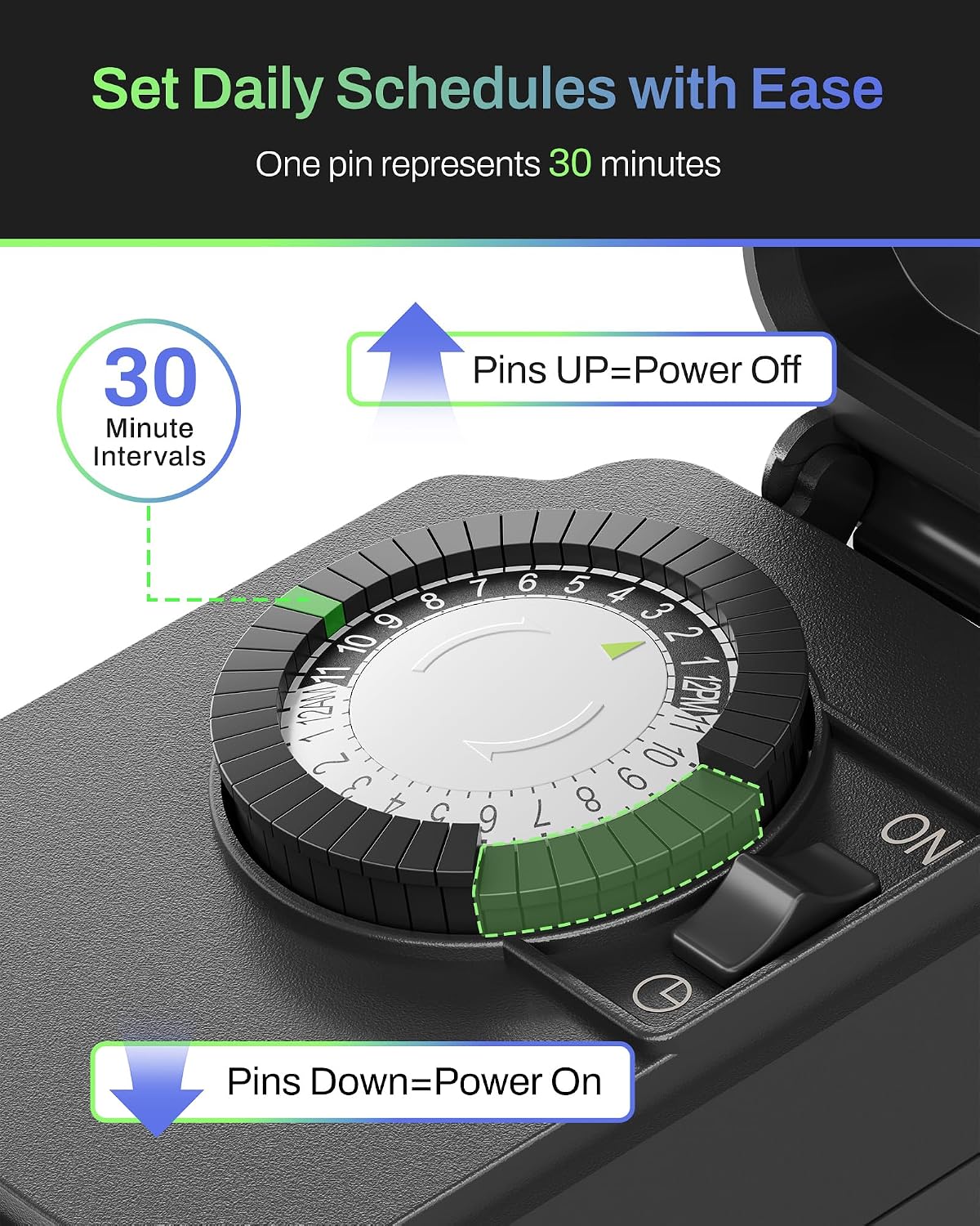 BN-LINK Outdoor 24-Hour Mechanical Timer Outlet, 1 Grounded Outlet
