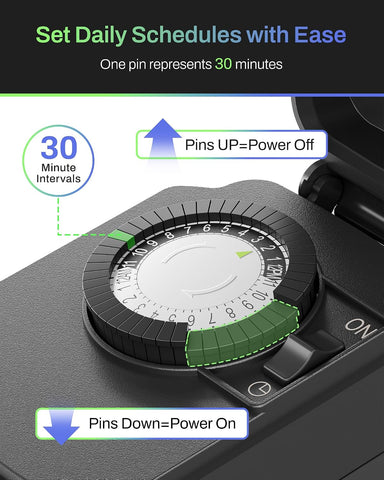 BN-LINK Outdoor 24-Hour Mechanical Timer Outlet, 1 Grounded Outlet