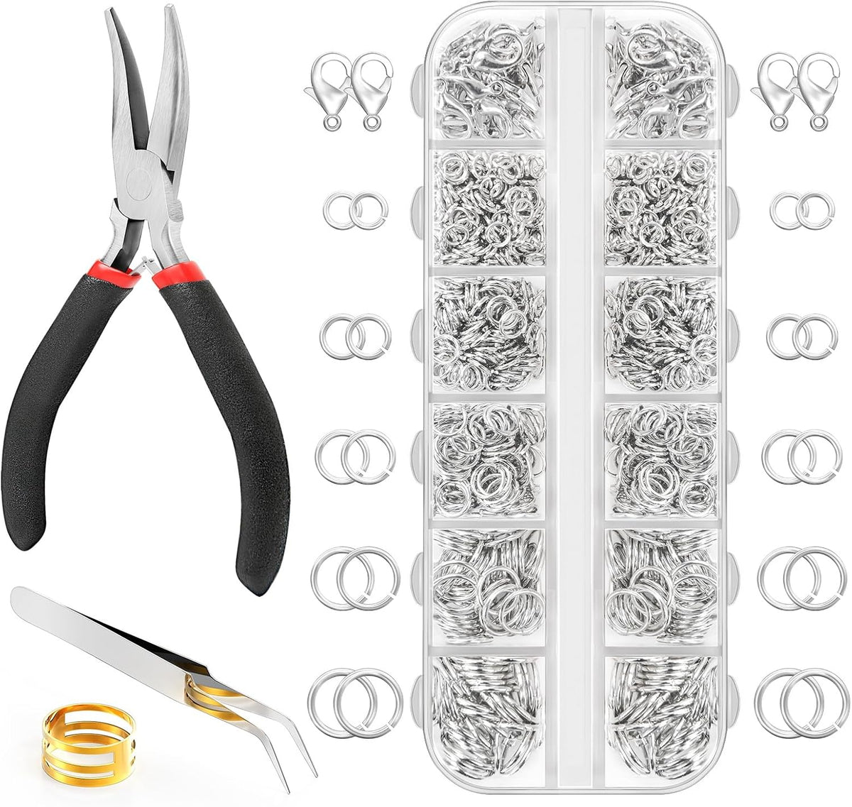 1200Pcs Jump Rings for Jewelry Making Supplies, Jewelry Pliers Set