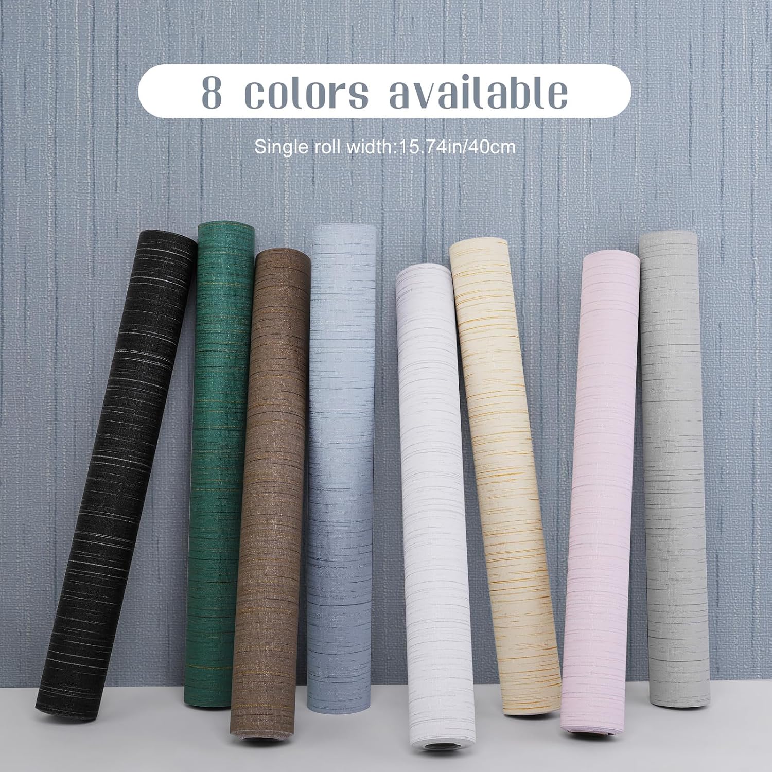 Light Blue Peel and Stick Grasscloth Texture Wallpaper 15.7"x120" Vintage Wallpaper Removable Waterproof