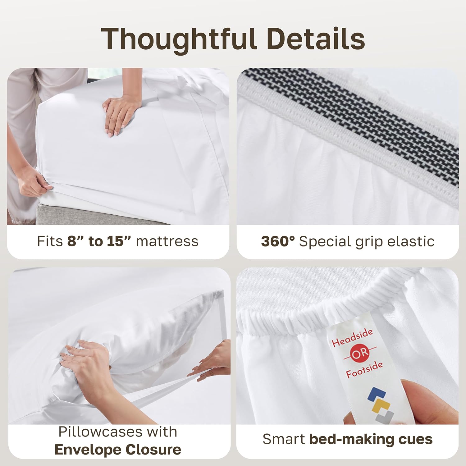 California Design Den 100% Organic Cotton Queen Sheets, 4 Pcs, Bright White