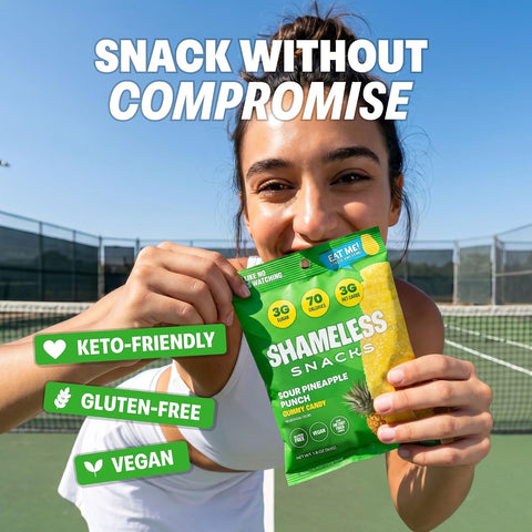 Shameless Snacks Sour Pineapple Punch Gummy Candy & Fruit Snacks - Keto