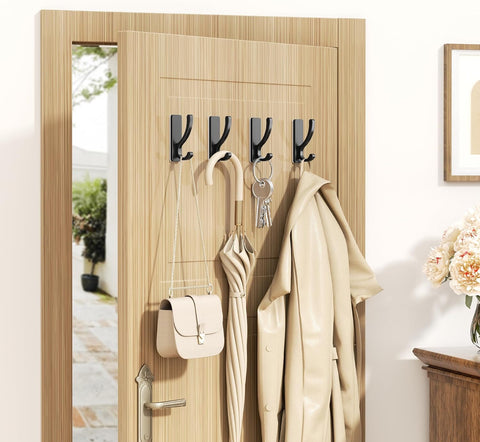 pickpiff Adhesive Wall Hooks for Coat/Towel, Hold 13LB, Black 4 Pack