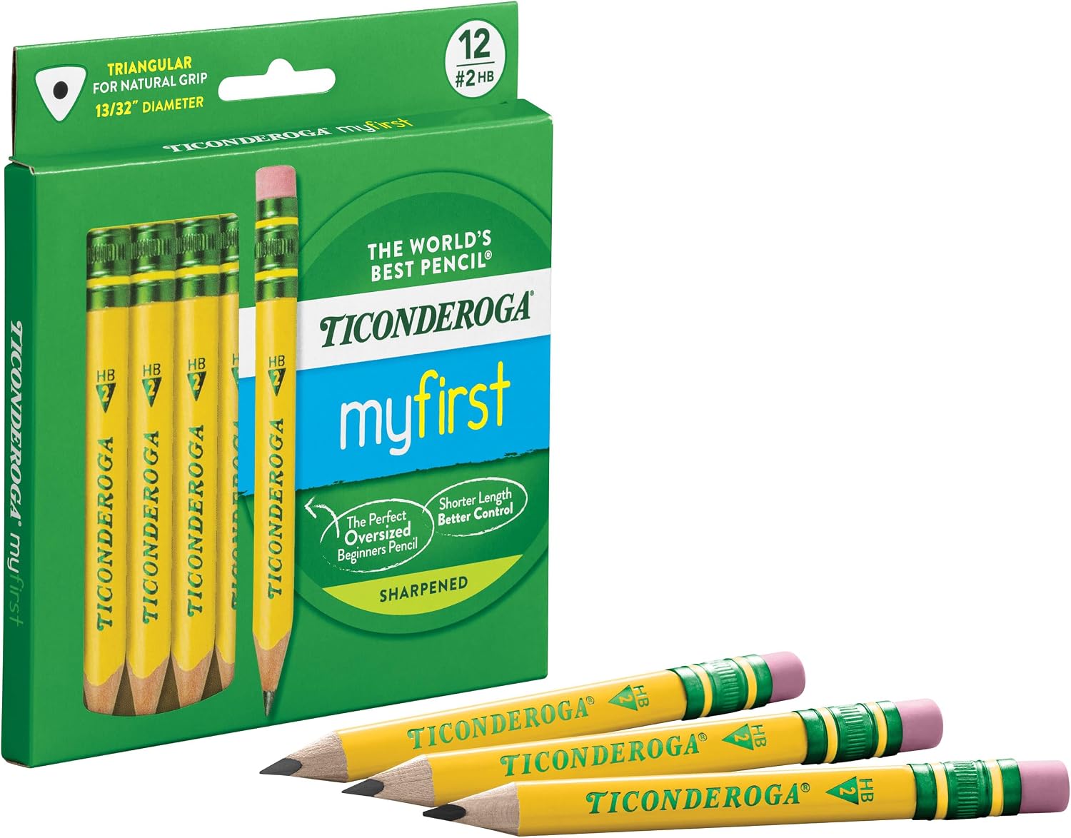 Ticonderoga My First Short Triangular Wood-Cased Pencils, #2 HB Soft