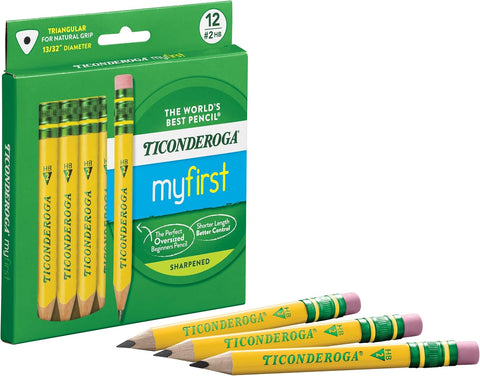 Ticonderoga My First Short Triangular Wood-Cased Pencils, #2 HB Soft