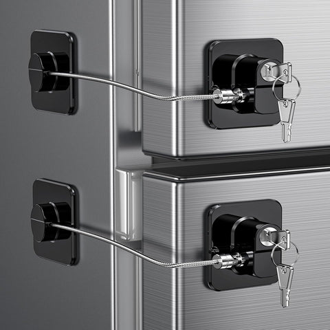 2 Pack Refrigerator Locks with 4 Keys, Child Safety Lock for Fridge Door Locks, Cabinets, Freezer, Desk Drawers, Wardrobes, Closets, Windows-No Tools Need or Drill (Patent)