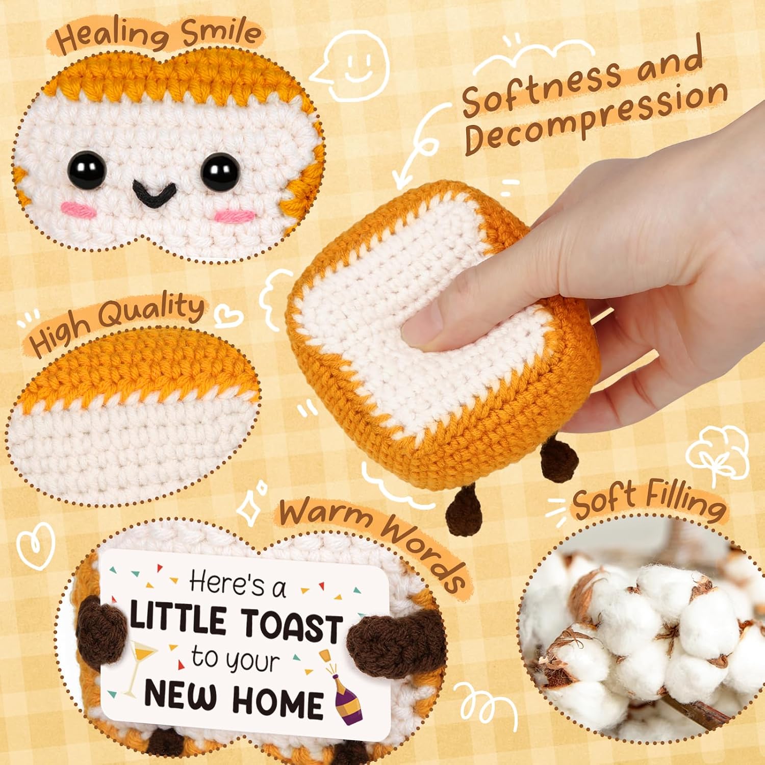 A Little Toast to Your New Home - Mini Handmade Crochet Toast, Funny Housewarming Gifts New Home New Apartment, House Warming Gifts New House for Women Men Friend