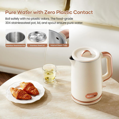 OLEGA Electric Tea Kettle: 1200W Fast Boil Electric Water Kettles 1.5L