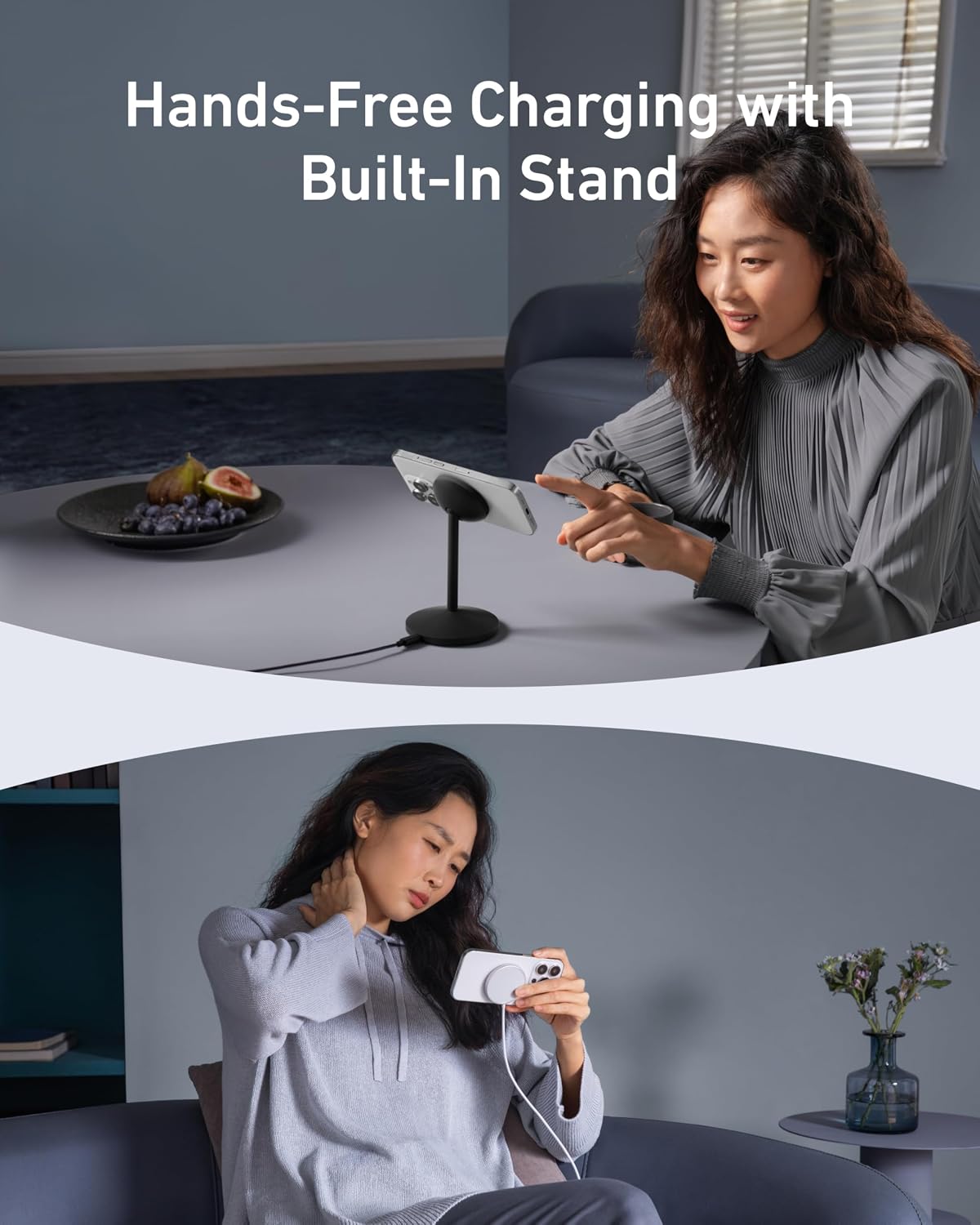 Anker MagSafe Charger, MagGo Qi2 15W 360-Degree Wireless Charger Stand