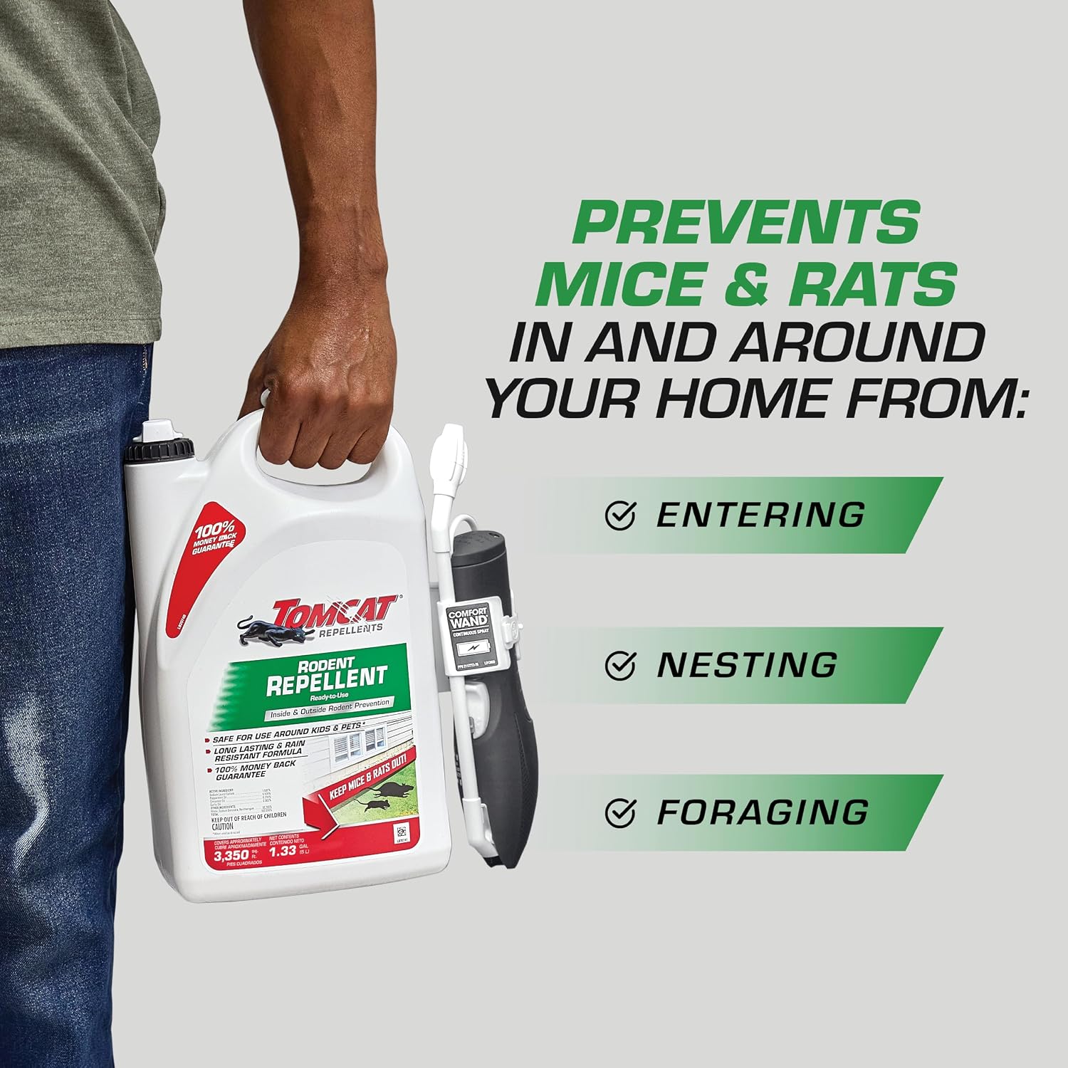 Tomcat Repellents Rodent Repellent Ready-to-Use with Comfort Wand, 1.33 Gal
