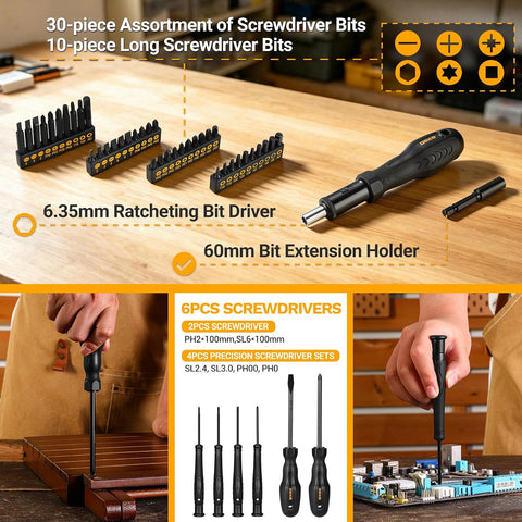 DEKOPRO 218-Piece General Household Hand Tool kit, Professional Auto Repair Tool Set for Homeowner, General Household Hand Tool Set with Plier, Screwdriver Set, Socket Set, with Portable Storage Case