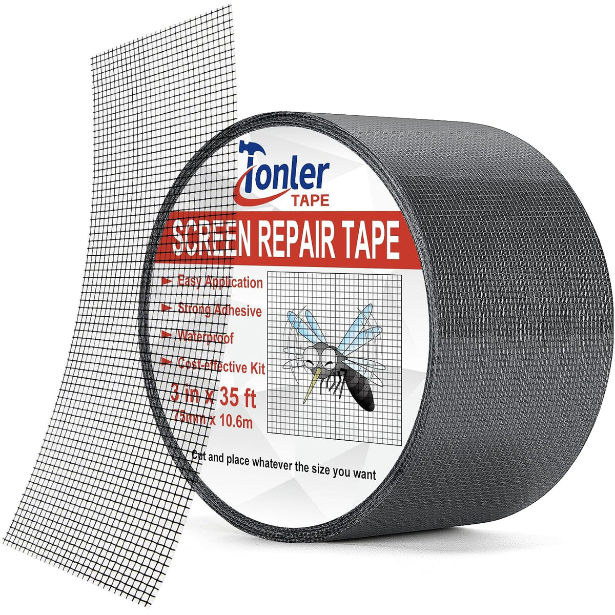 Black Fiberglass Screen Patch Tape 3" x 35FT Strong Adhesive Repair Kit
