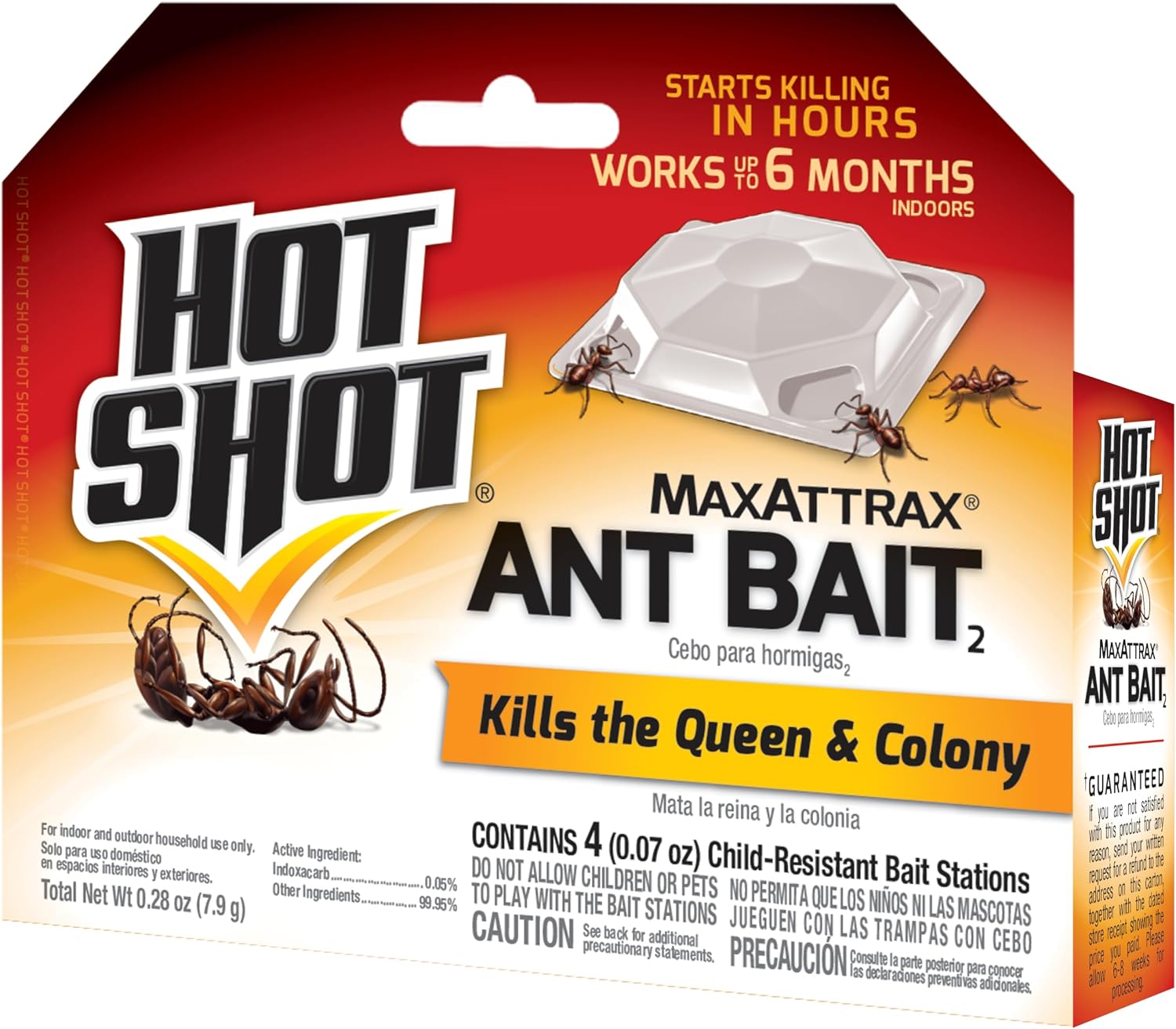 Hot Shot MaxAttrax Ant Bait 4 Count, Child-Resistant Bait Stations