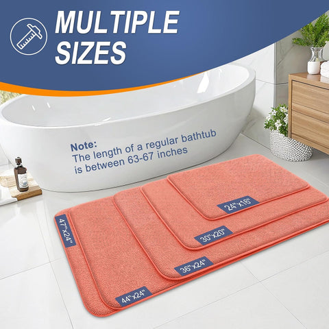 OLANLY Thick Memory Foam Bathroom Rugs 30x20, Absorbent Bath Mat, Coral