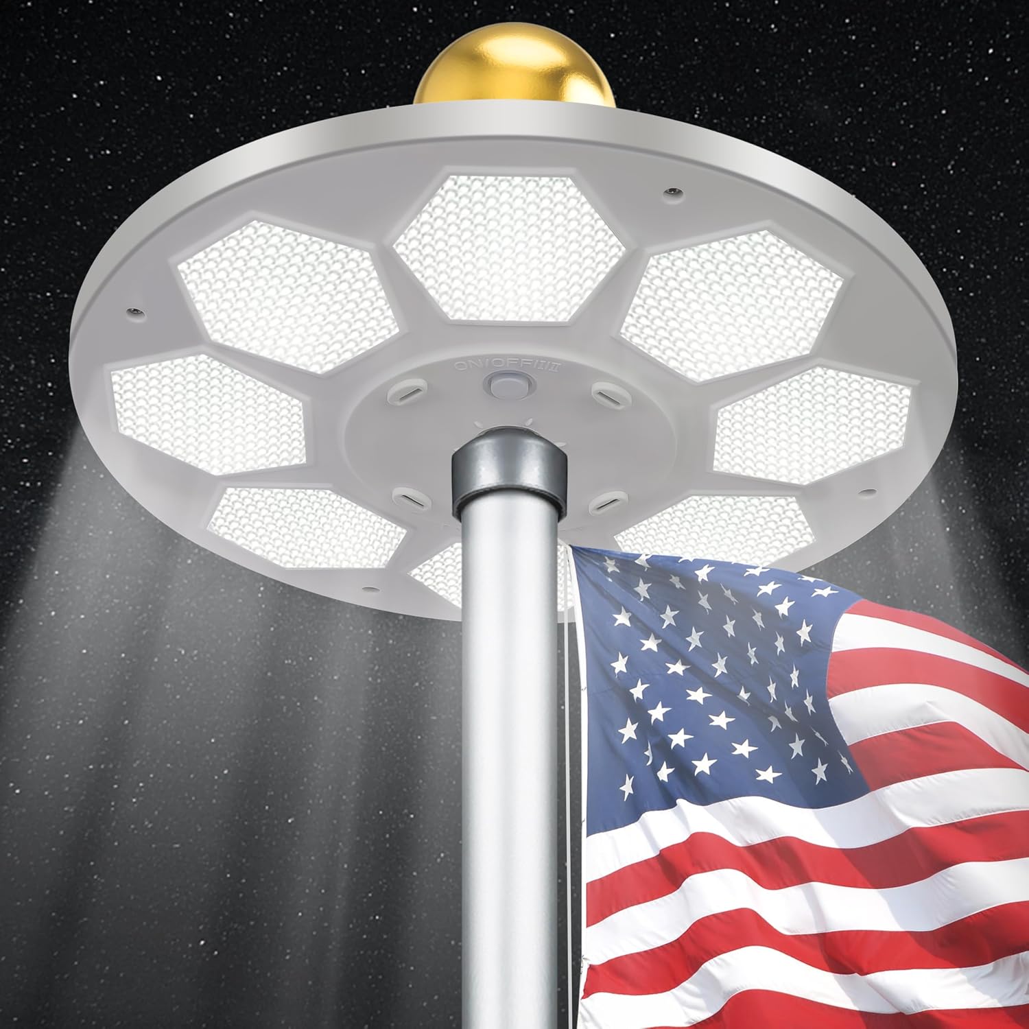 Solar Flag Pole Light, 160 LED 2000Lumens, 16 H Lighting for 15-30 Ft Poles