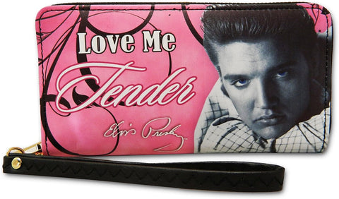 Mid-South Products Elvis Presley Clutch Wallet – Pink With Guitars Design - Officially Licensed Collectible For Elvis Fans - Practical and Wonderful