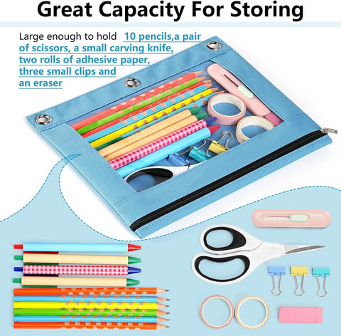 Forvencer Pencil Pouch for 3 Ring Binder, Large Pencil Case Pouch Binder