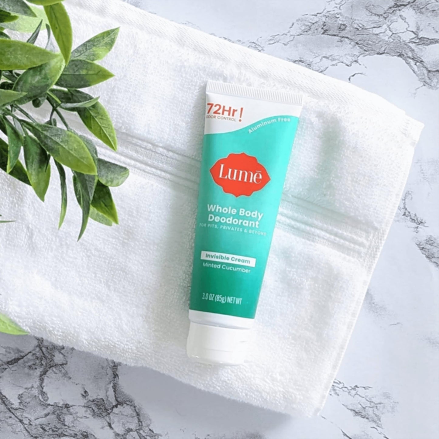 Lume Whole Body Deodorant - Invisible Cream Tube - 72 Hour Odor Control - Aluminum Free, Baking Soda Free, Skin Safe - 3.0 ounce (Minted Cucumber)