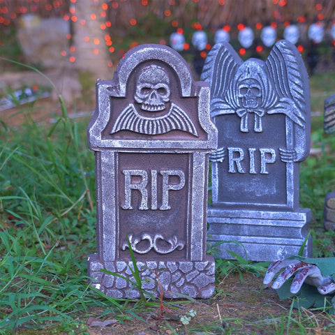 FUNPENY Halloween Foam RIP Tombstones, 5 Pack 17" Headstone Decorations for Halloween Graveyard, Yard, Garden, Tombstone Decorations Outdoor