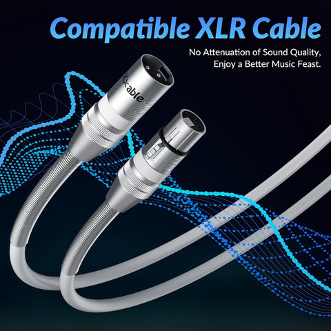 Kxable XLR Microphone Cable 10 FT, XLR Male to Female Balanced Mic Cable, 3-Pin Shielded Speaker Cord, Zinc Alloy Connectors, 22AWG Pure Copper, Metal Spring SR, Recording Studio, Podcast, White
